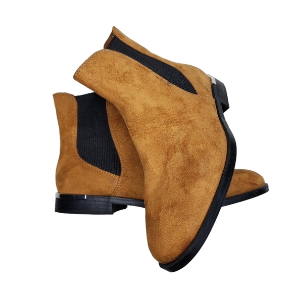 Nine West | Cognac Brown Suede Almond Toe Southwestern Ankle Booties Women's 7 - Picture 10 of 13